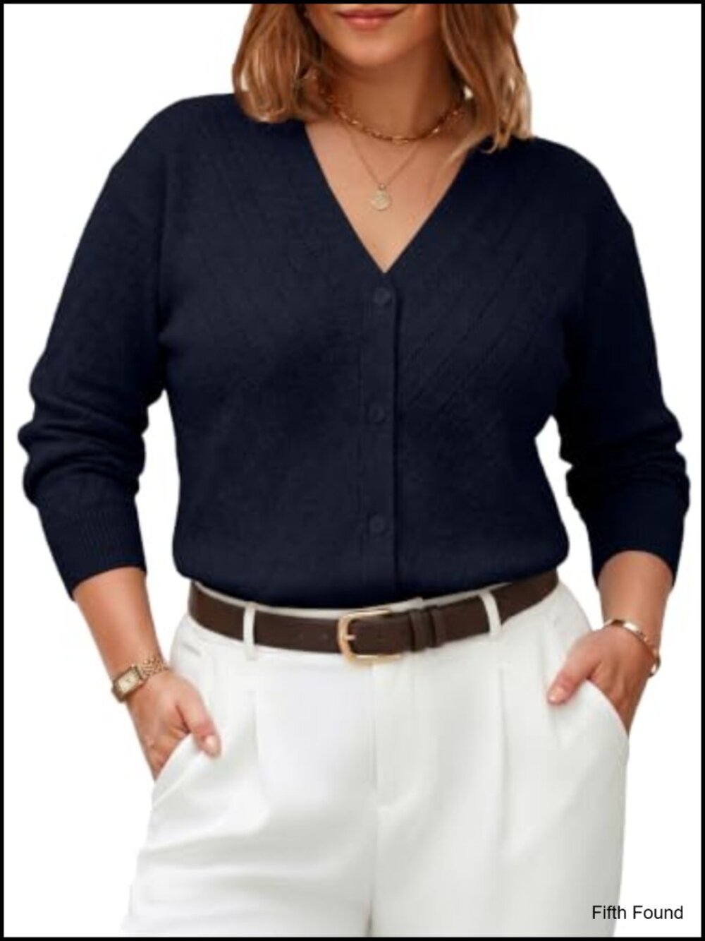 Plus Size Open Front Cardigan Long Sleeve Cable Knit Button Sweater